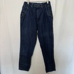 Vtg Gitano High Waist Tapered Jeans 11/12 Mom Fit Dark Wash Made in Hong Kong